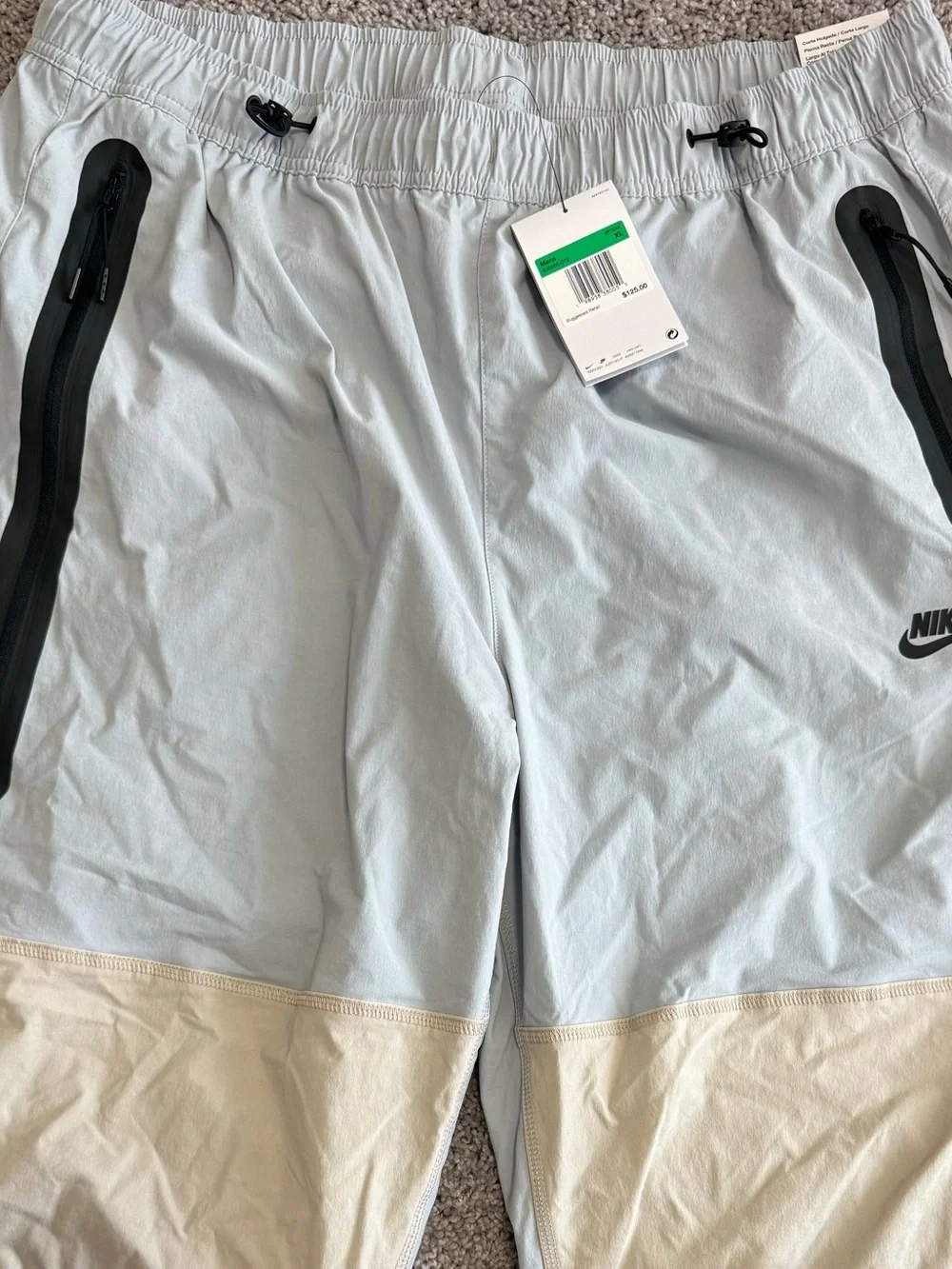 Nike Tech Dri Fit Woven Loose Fit Pants Grey Cream IU6966-012 Mens Size XL NEW